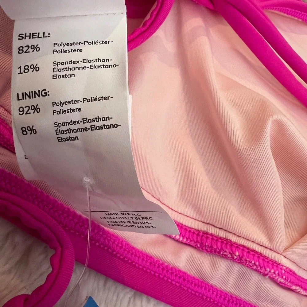 Cupshe‎ Women's Fuchsia Pink Bikini Set High Waisted Side Tie Size Large NWT